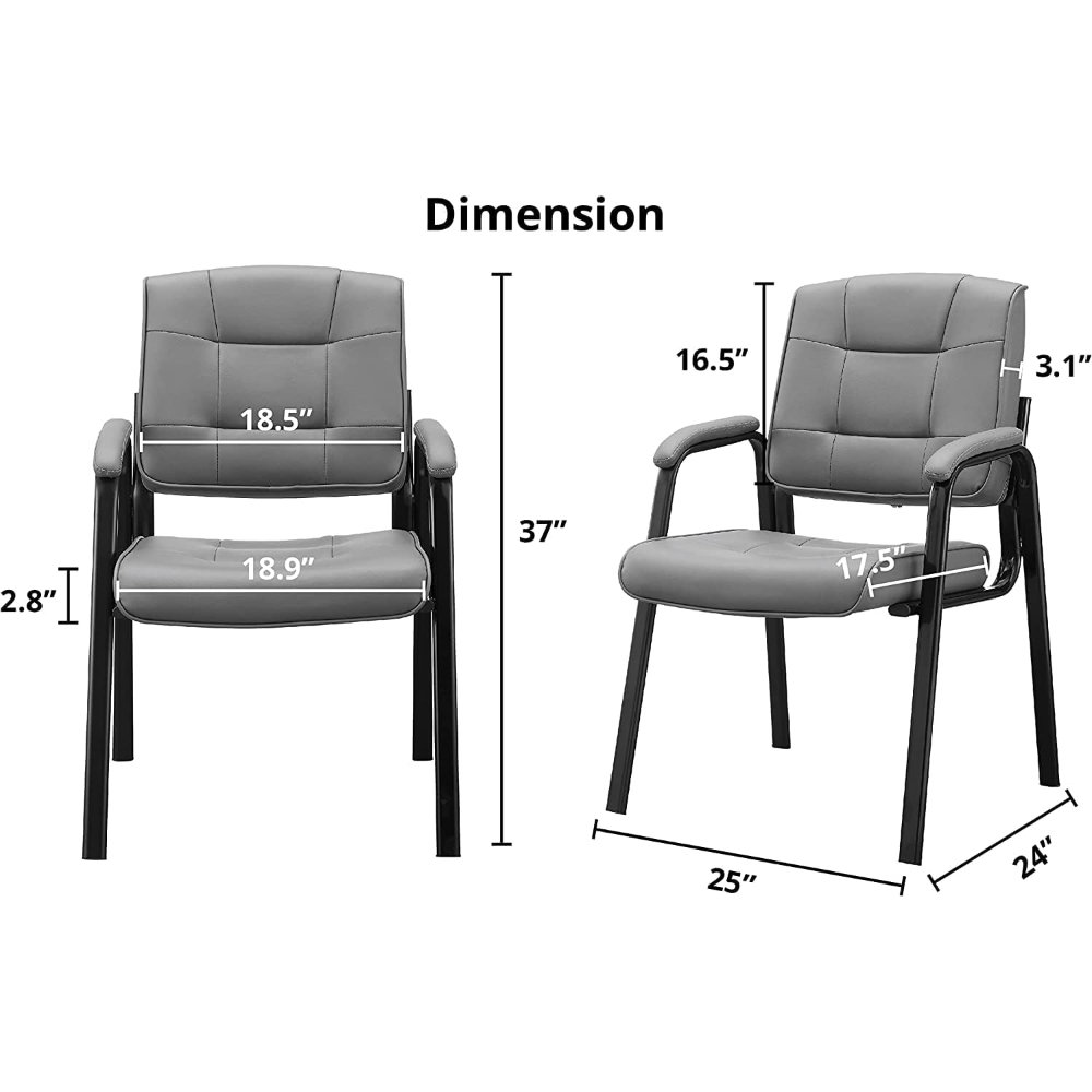 Office Guest Chair ,Faux Leather Seat Waiting Room Chair with Metal Frame, Reception Chair for Lobby (Set of 4)